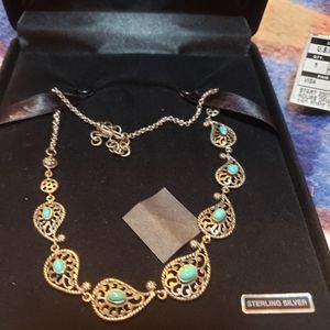 Turquoise necklace sterling silver